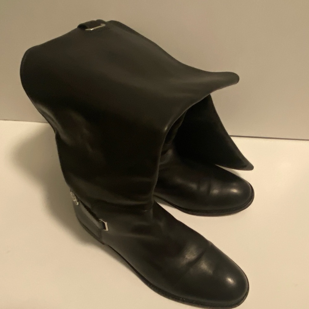 Coach Woman Knee Boots Black Leather Size 7